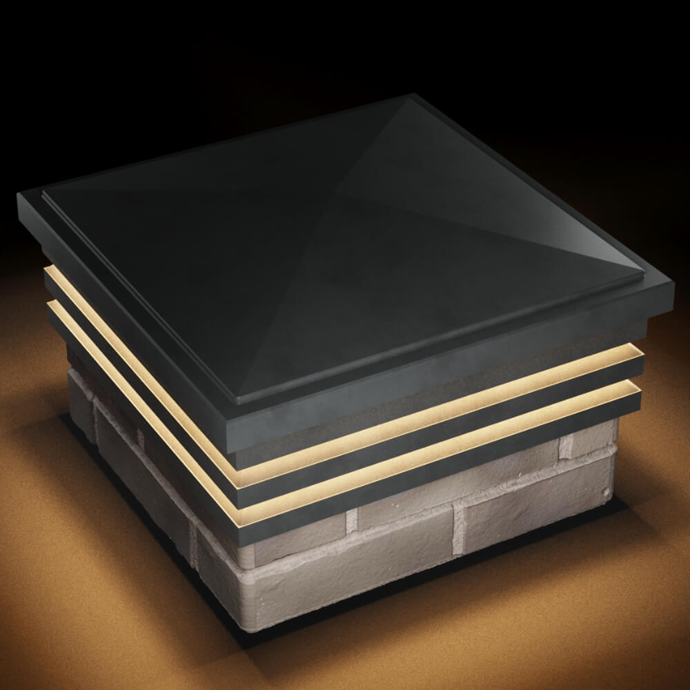 Колпак Zking Бона ХайТек Серый на столб 1.5х1.5 кирпича (385х385мм) с подсветкой в Люберцах фото