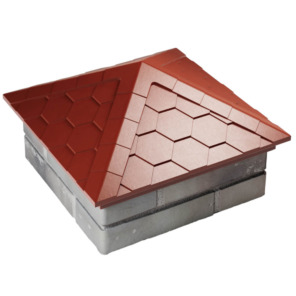 Колпак Zking Эверест Красный на столб 1.5х1.5 кирпича (390х390мм) в Люберцах фото