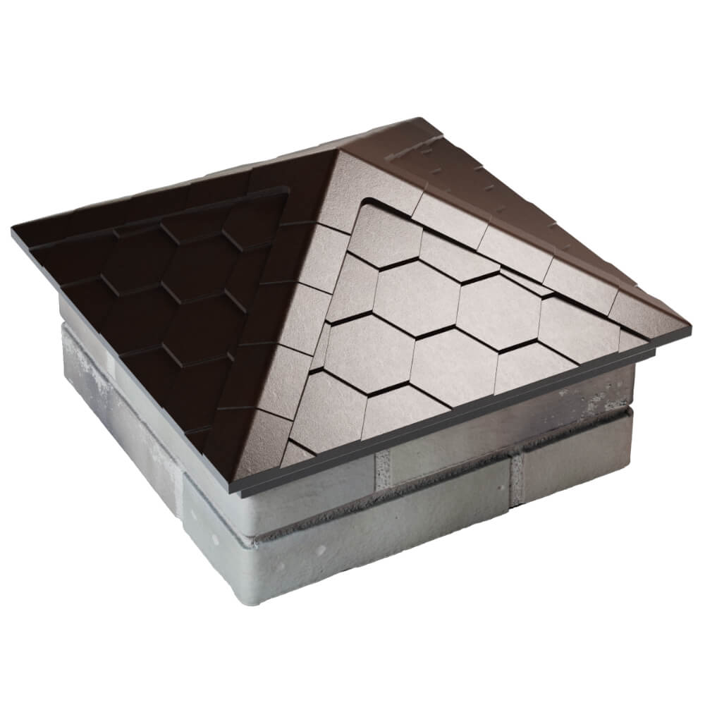 Колпак Zking Эверест Коричневый на столб 1.5х1.5 кирпича (390х390мм) в Люберцах фото