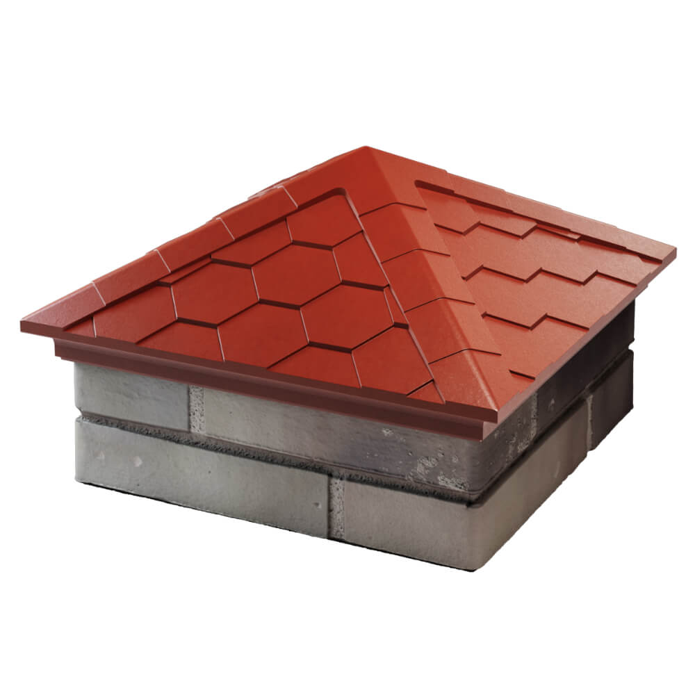 Колпак Zking Эверест Красный на столб 1.5х1.5 кирпича (390х390мм) в Люберцах фото