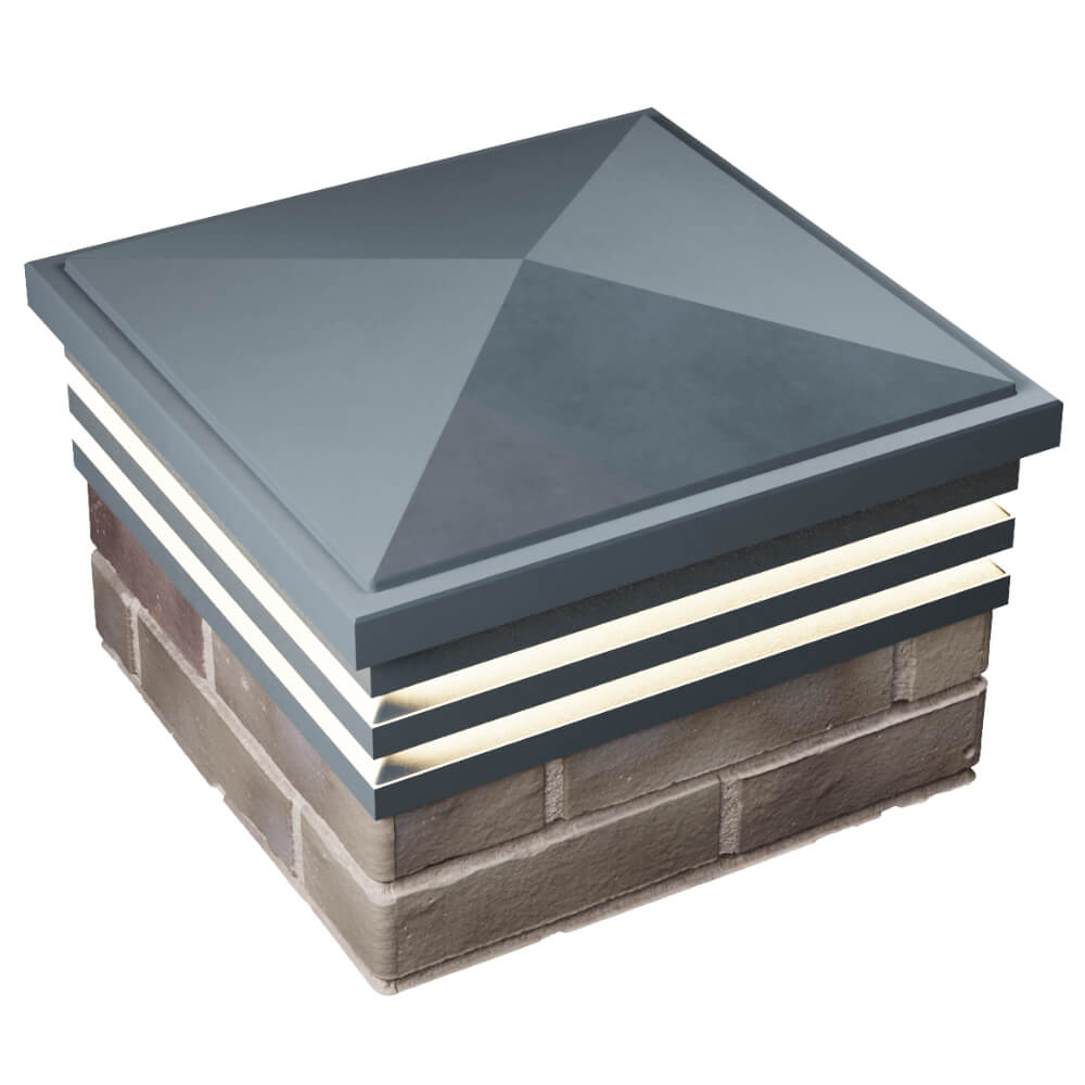 Колпак Zking Бона ХайТек Серый на столб 1.5х1.5 кирпича (385х385мм) с подсветкой в Люберцах фото