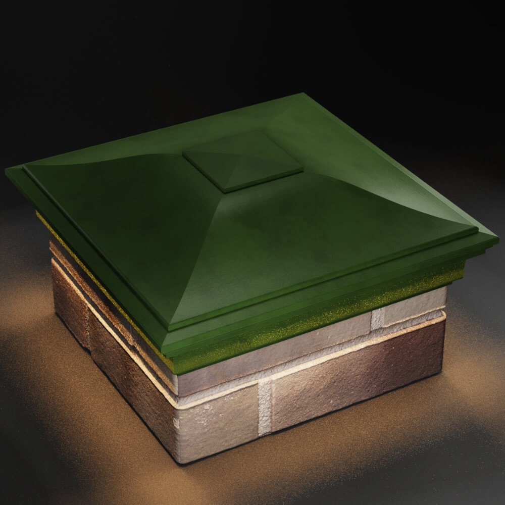 Колпак Zking Монблан Зеленый на столб 1.5х1.5 кирпича (385х385мм) с подсветкой в Люберцах фото