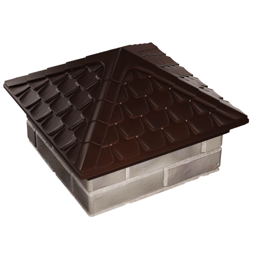 Колпак Zking Эльбрус Коричневый на столб 1.5х1.5 кирпича (385х385мм) в Люберцах фото