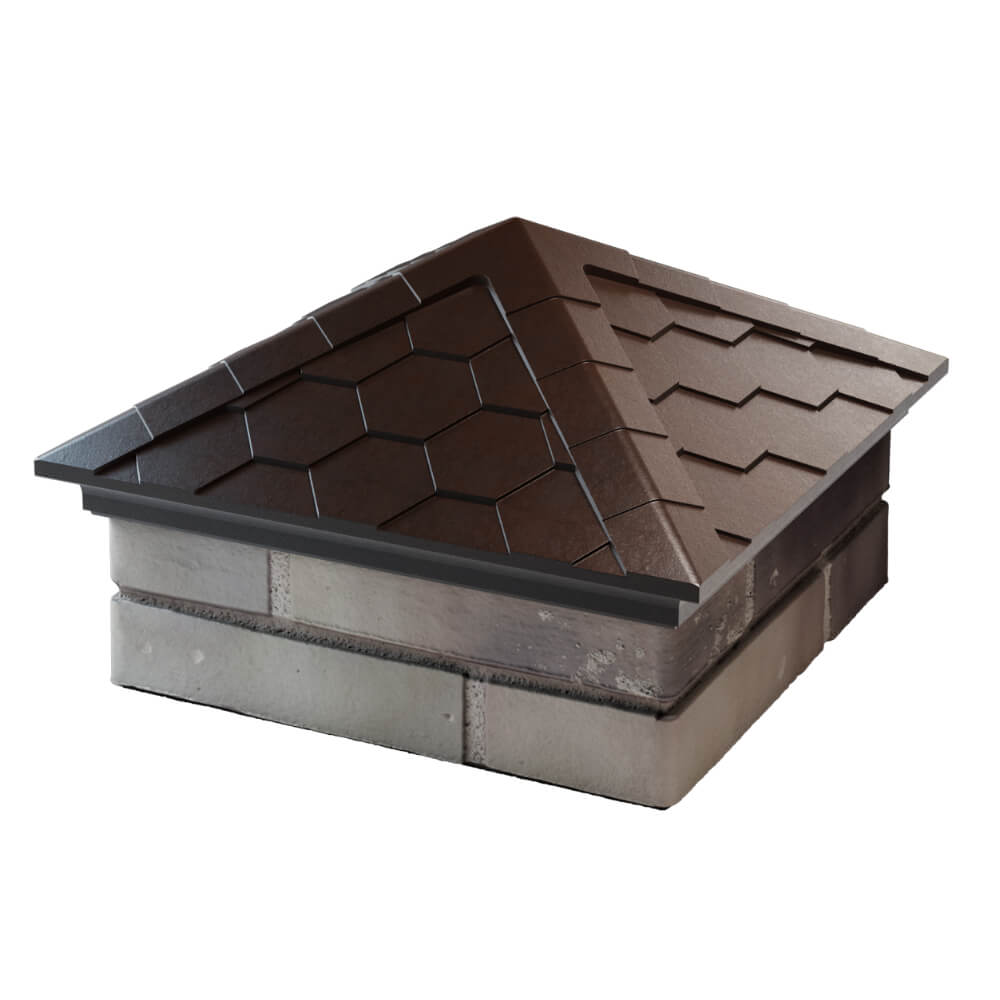 Колпак Zking Эверест Коричневый на столб 1.5х1.5 кирпича (390х390мм) в Люберцах фото